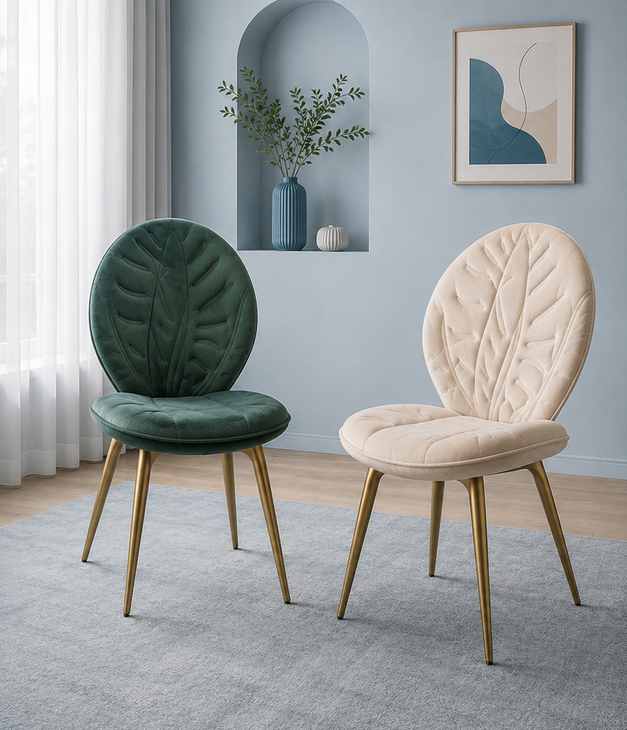 Deyora signature leaf chair in khaki velvet